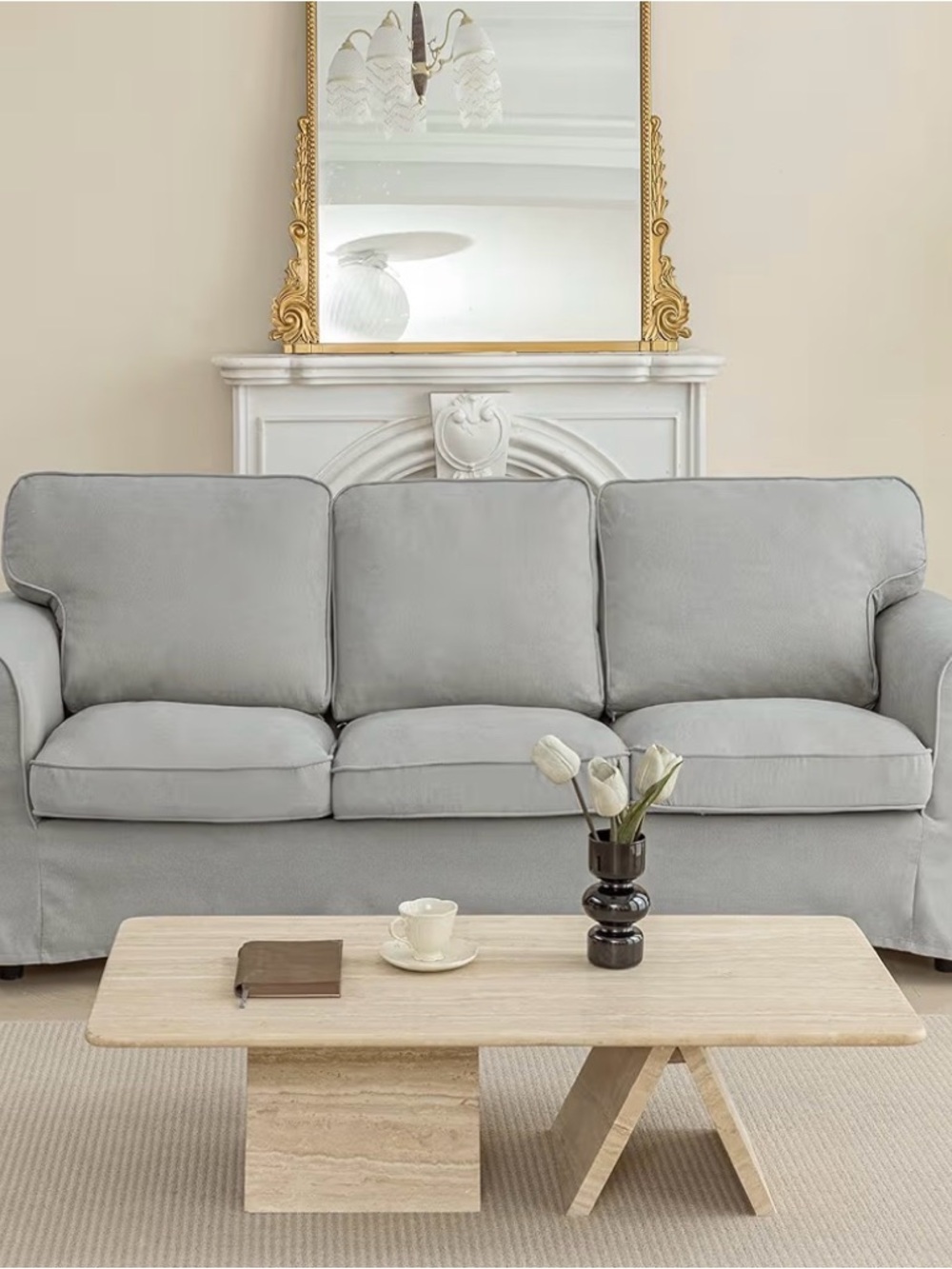 IKEA EKTORP 3-seater Sofa Cover, custom-made, elegant gray